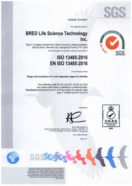 China BRED Life Science Technology Inc. zertifizierungen